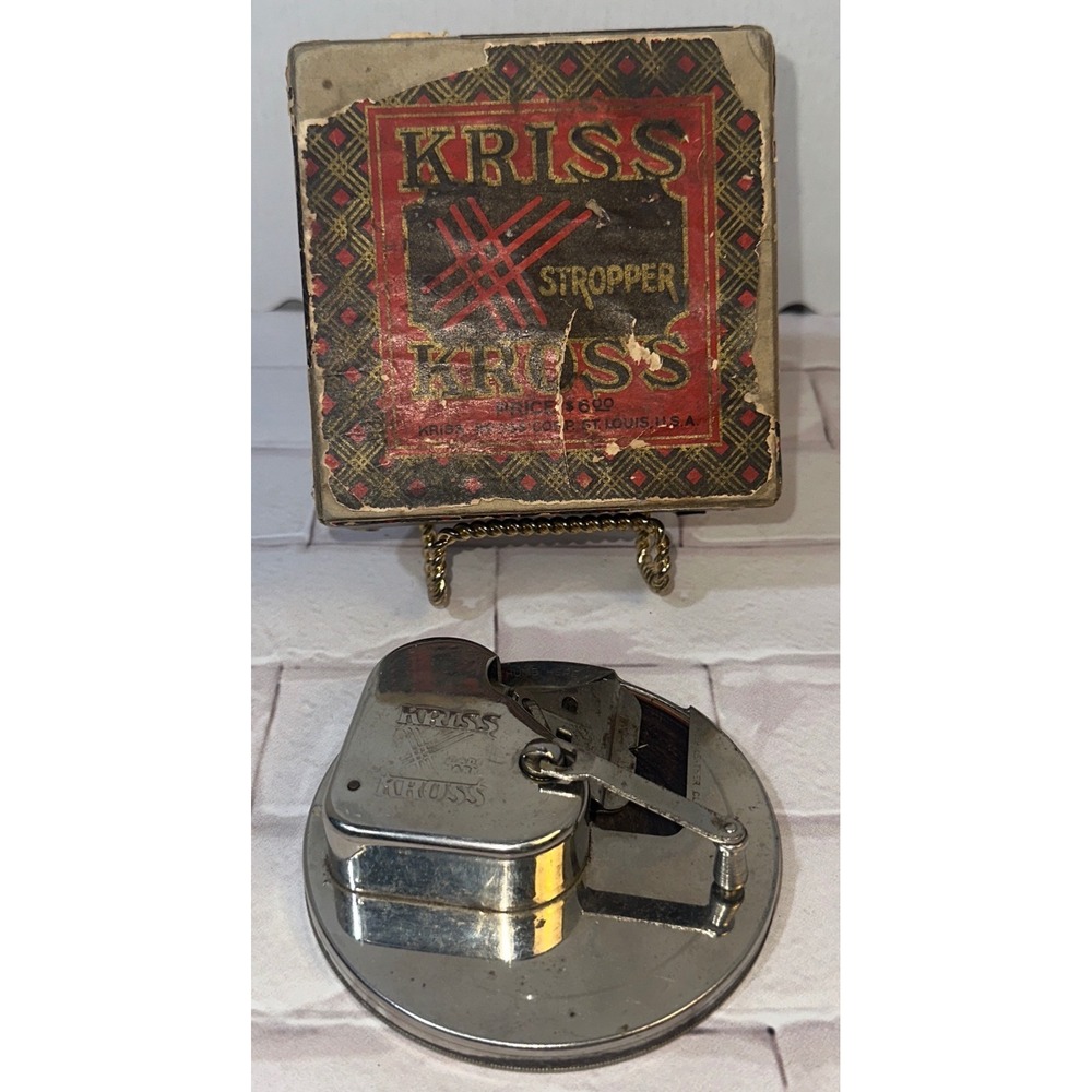 Vintage Kriss Kross Razor Blade Stropper Mechanical Sharpener Original Box USA
